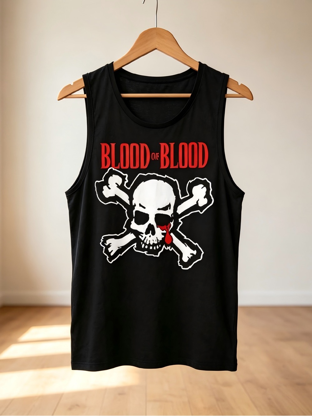 Black "Blood of Blood" Skull Graphic Womens Mens Tank Top Unisex
